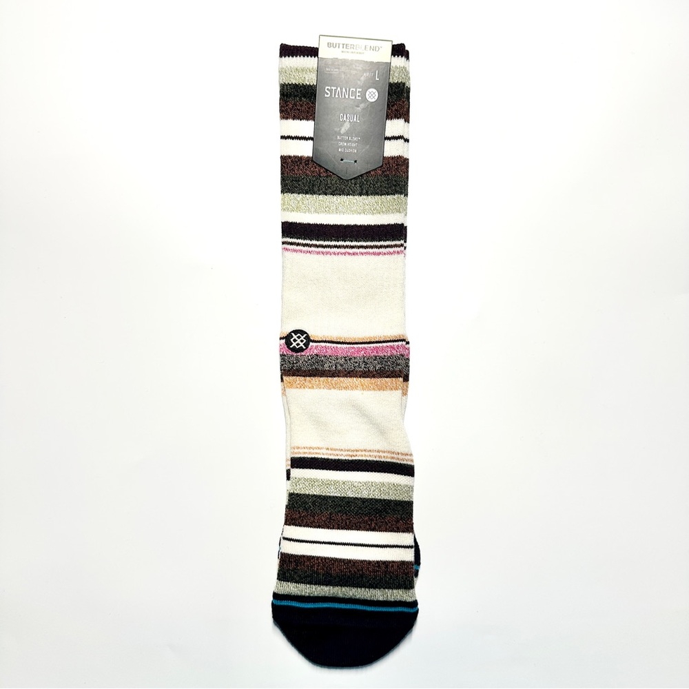 Stance Men's Casual Striped Socks - Cream, Black, Green, Pink